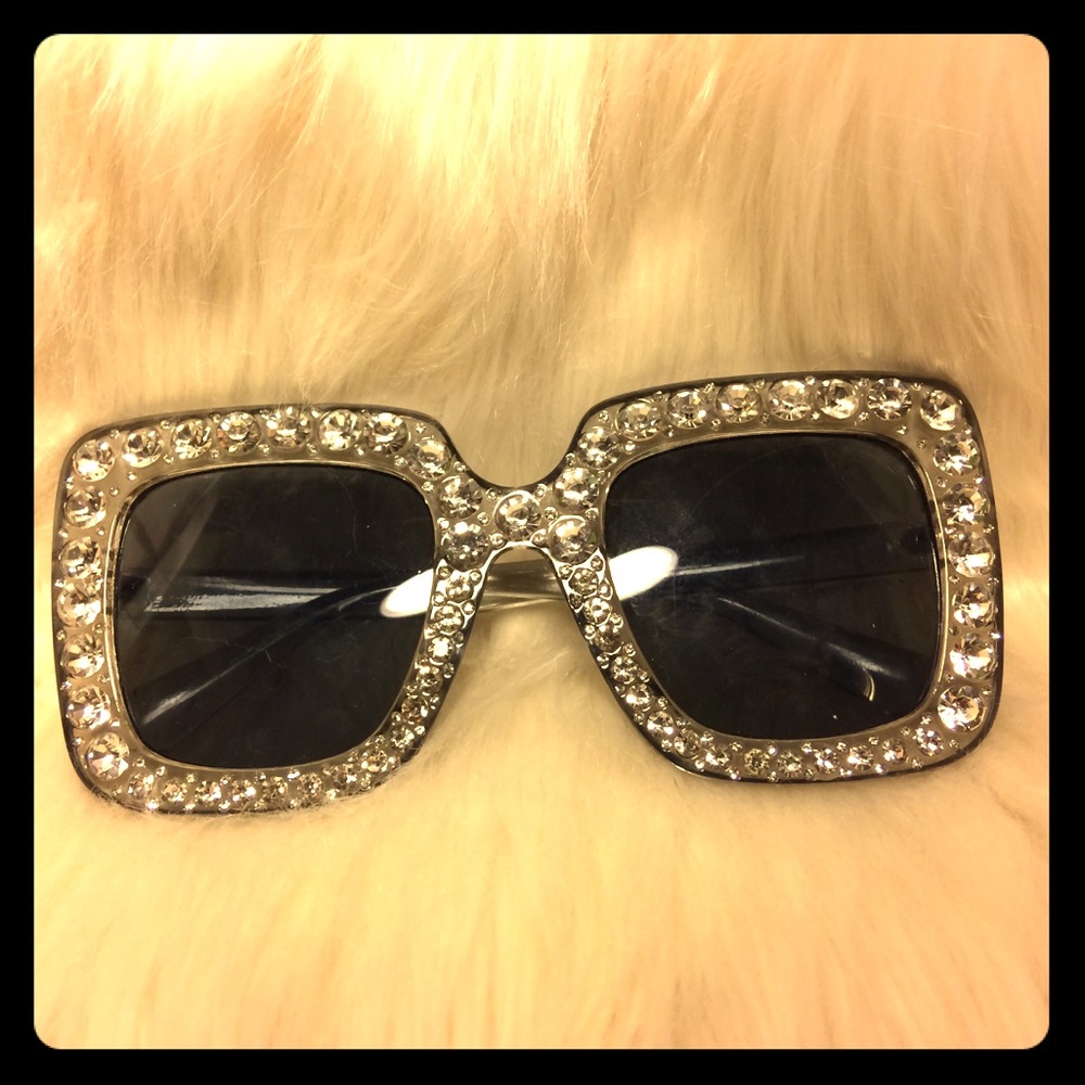 Rhinestone trimmed oversized sunglasses